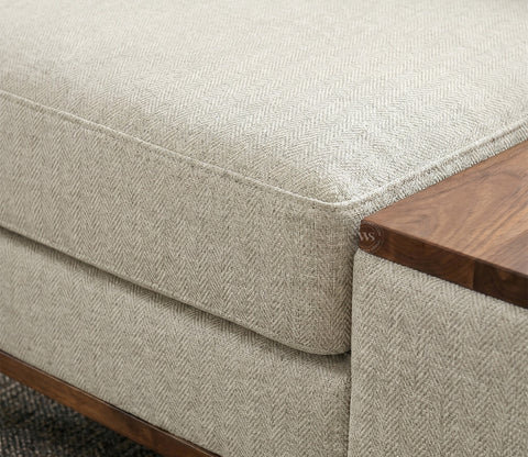 Ashion Premium Left Aligned L Shape Sofa with Built-in Side Wooden Deck (Cottage Ivory)