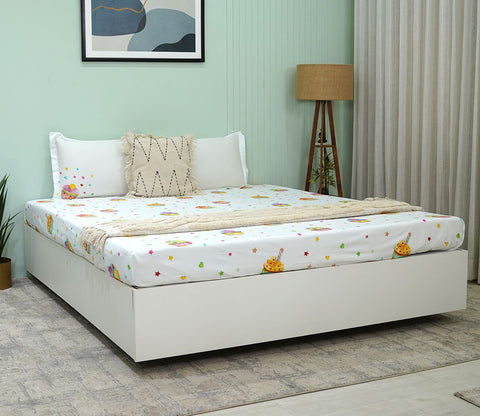 Cupcakes Flat Cotton Kids Bed Sheet King Size with 2 Pillow Covers