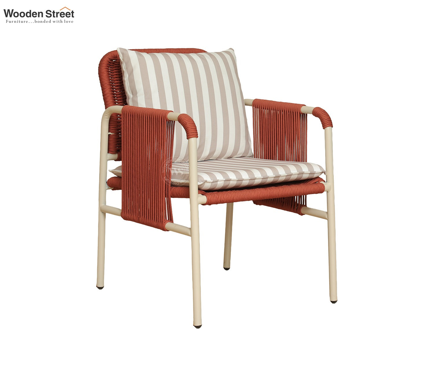Corsica Rope Woven 2 Seater Outdoor Set with Coffee Table (Brick Red)
