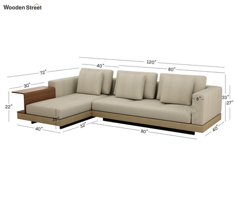Matrix L-Shape Left Align 5 Seater Premium Sectional Fabric Sofa (Cottage Ivory)