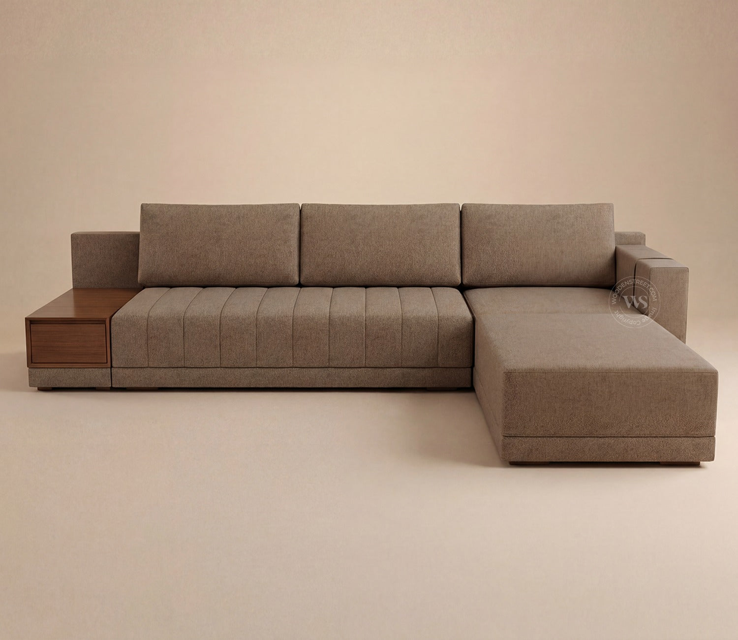 Oasis L-Shape Right Aligned Sectional Sofa (Sand Brown)