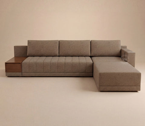 Oasis L-Shape Right Aligned Sectional Sofa (Sand Brown)