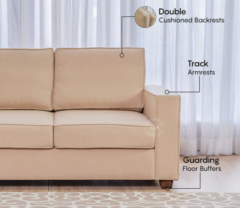 Albus 3 Seater Fabric Sofa (Cotton, Irish Cream)
