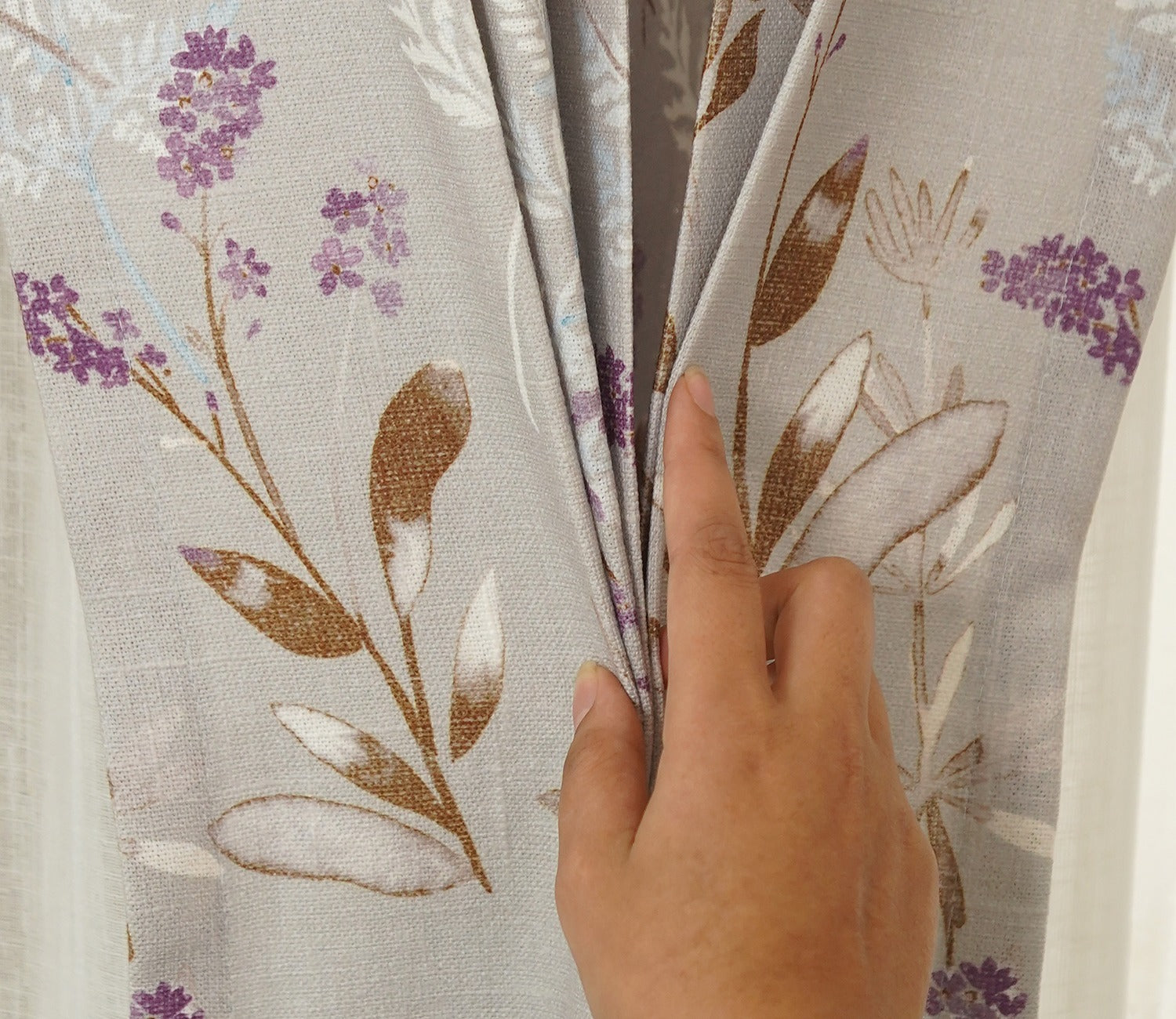 Fossil Daisy Uplands Floral Print Light-Filtering Door Curtains Set of 2 (Beige, 7 Feet)