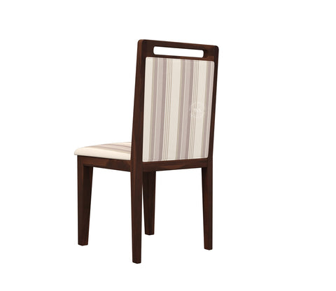 Hazel Sheesham Wood Dining Chair - Set of 1 (Cotton, Walnut Cream Stripe)