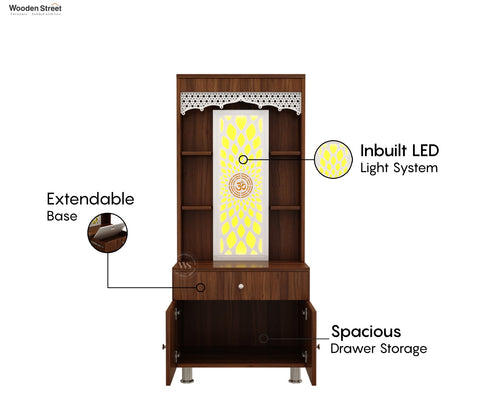 Vidyut Engineered Wood Home Temple With Inbuilt LED Light System (Exotic Teak)