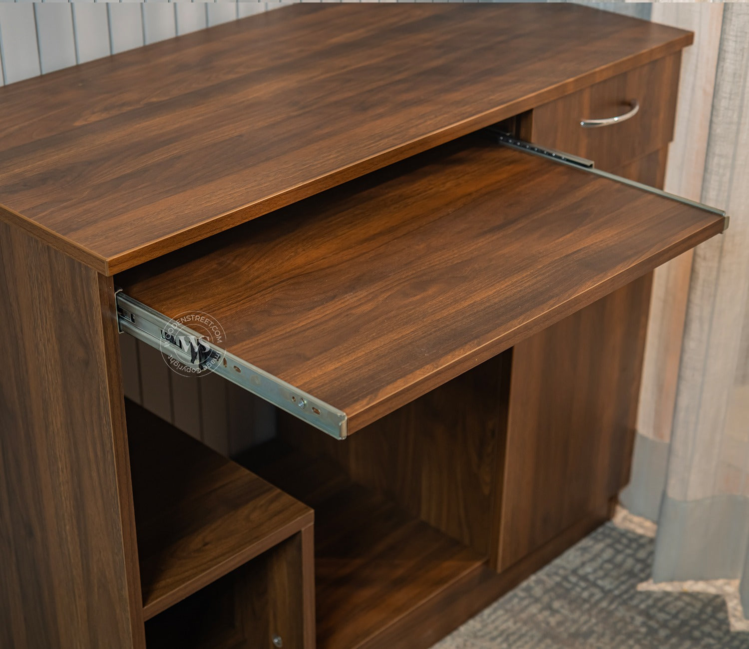 Scholar Engineered Wood Study Table With Sectioned and Sliding Storage (Columbian Walnut Finish)