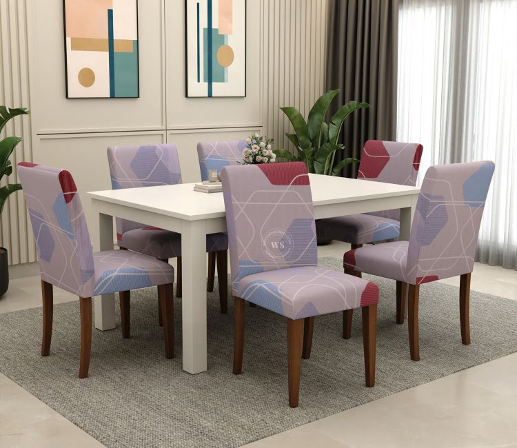 Agnus Modern Abstract Printed Polyester Spandex 6 Piece Chair Cover (Multi Colour)