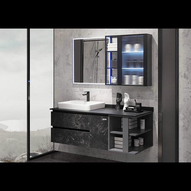 Trueliving Black Vanity Wash Basin with Cabinet for Bathroom (Standard (Between 20-40 In Width, 30-40 In Height)