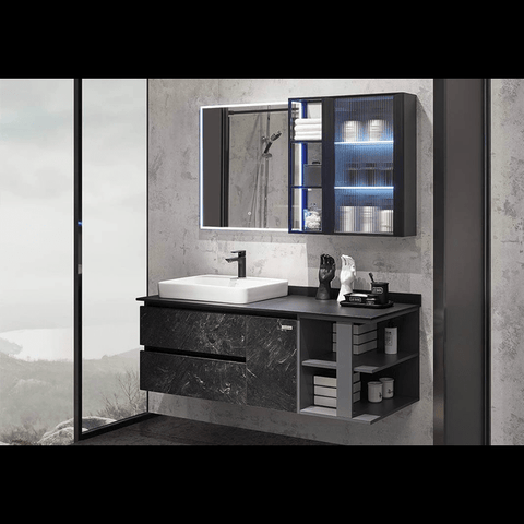Trueliving Black Vanity Wash Basin with Cabinet for Bathroom (Standard (Between 20-40 In Width, 30-40 In Height)