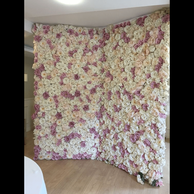 TrueLiving 20x20inch White Flower Wall Faux Topiary Hedge Plant White Mats for Flower Garden Outdoor Indoor Backdrop Decoration  20" x 20"