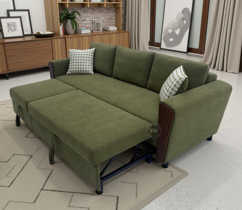 Brayden Fabric Sofa Cum Bed (Olive Green)