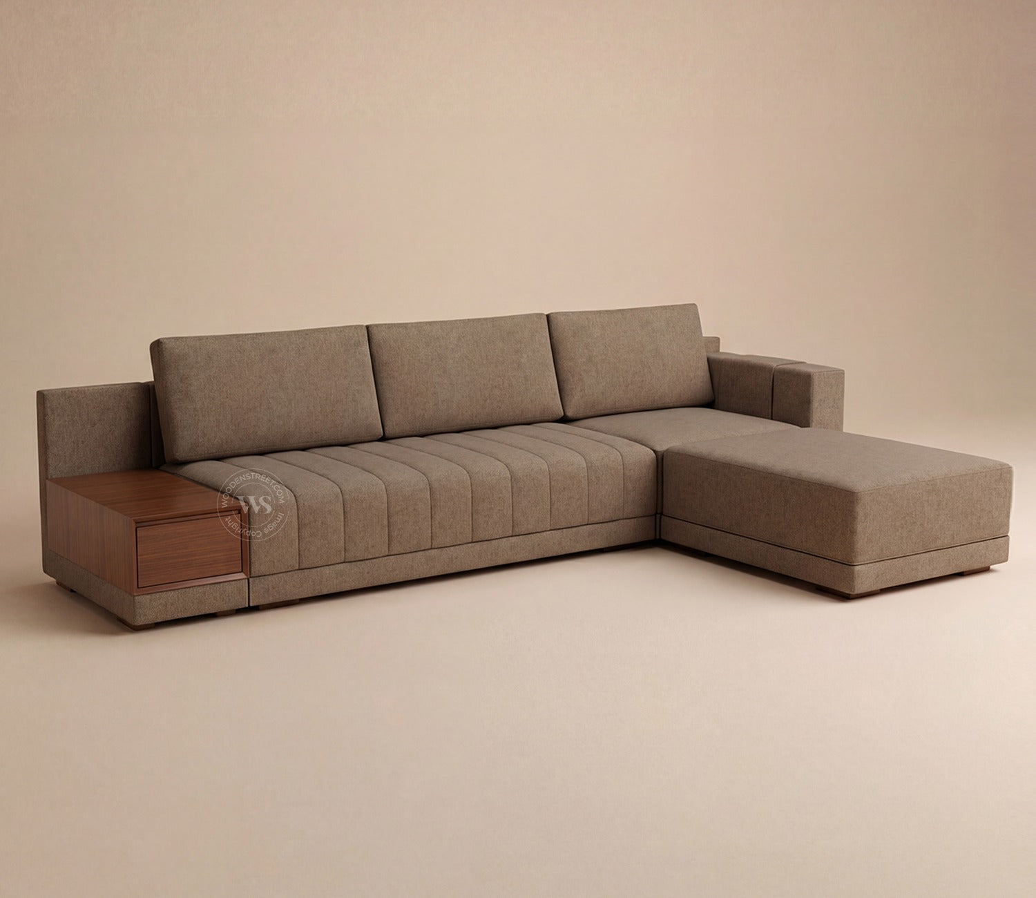 Oasis L-Shape Right Aligned Sectional Sofa (Sand Brown)