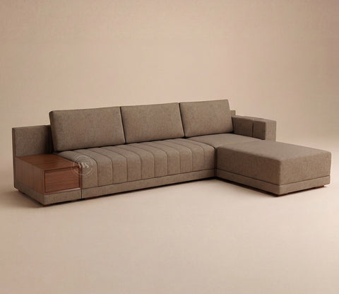Oasis L-Shape Right Aligned Sectional Sofa (Sand Brown)