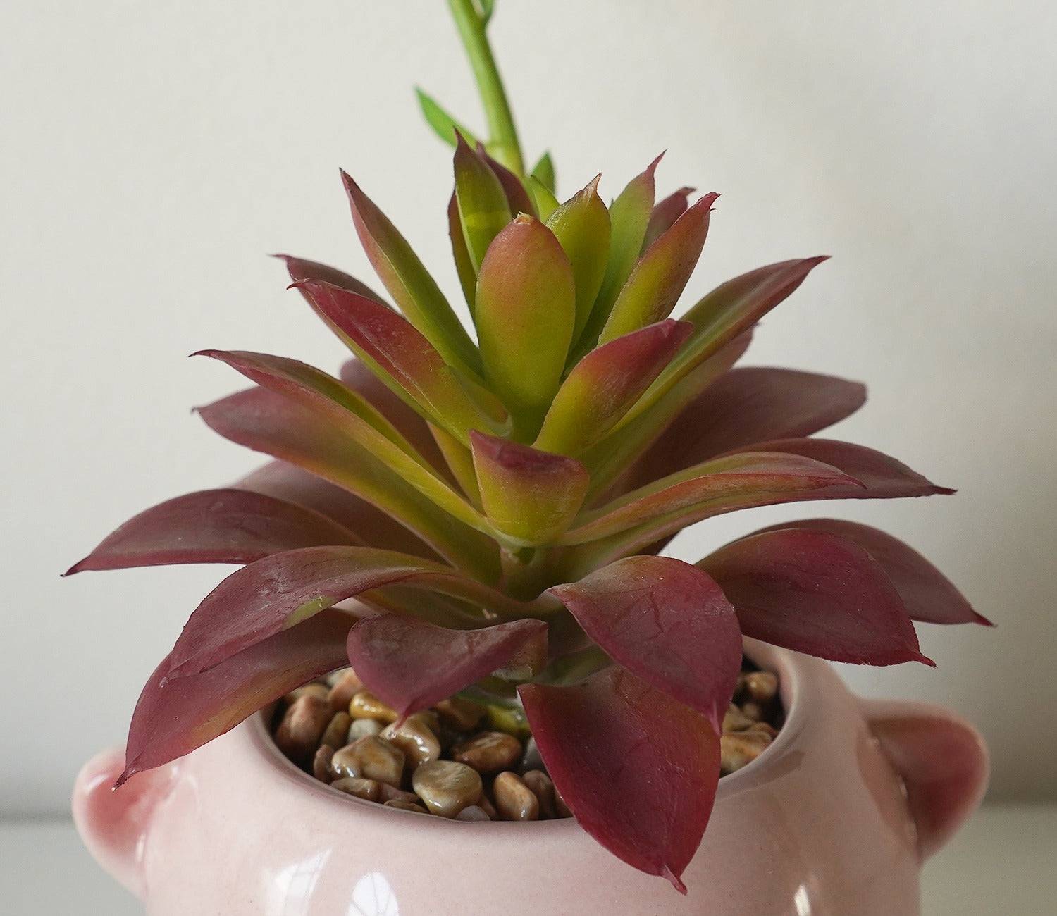 Whimsy Ceramic Enamel Pot With Artificial Flowers (Purple)