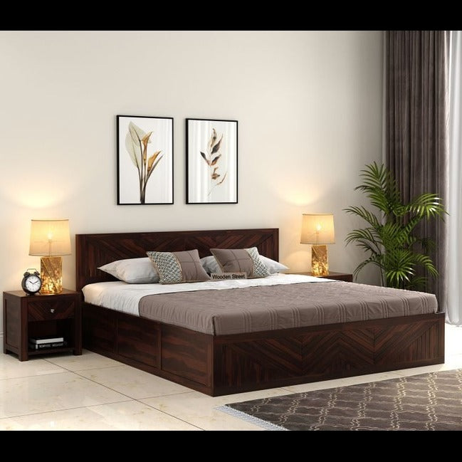 Trueliving Luxurious King Size designer Dark bed Laminated Finish & PU Finish 6Ft *6Ft *1Ft