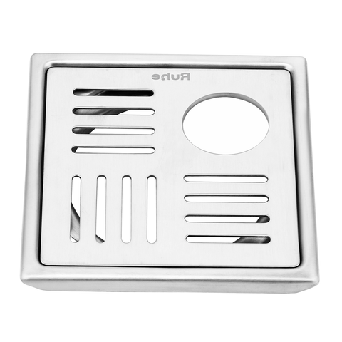 Trueliving_Ruby Silver Square 304 Grade Floor Drain with Hole (5 x 5 Inches)