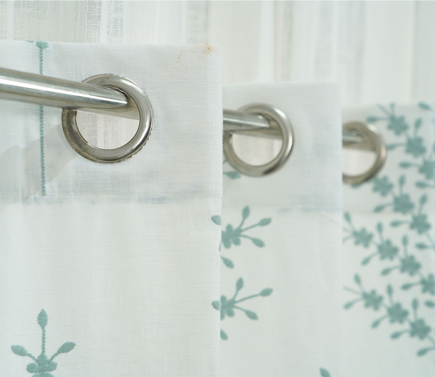 Jacquard Tree 1 Piece Sheer Curtain (Blue, 7 Feet)