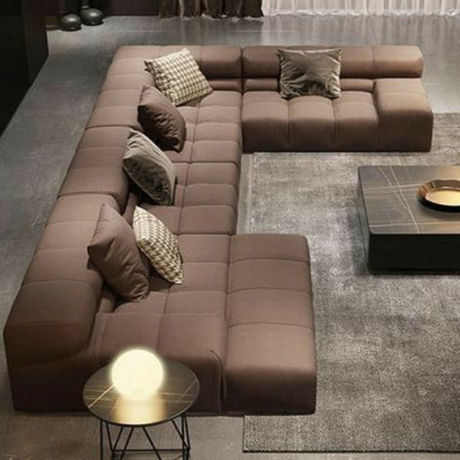 Trueliving Modern Dark Eight Seater Sofa Linen Finish 0.87D x 3.95W x 0.87H Meters