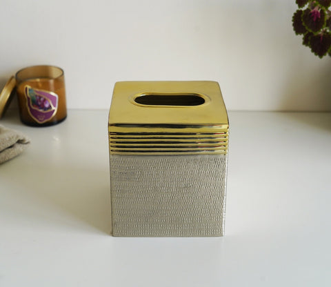 Neysa Hammered Gold and Silver Tissue Box