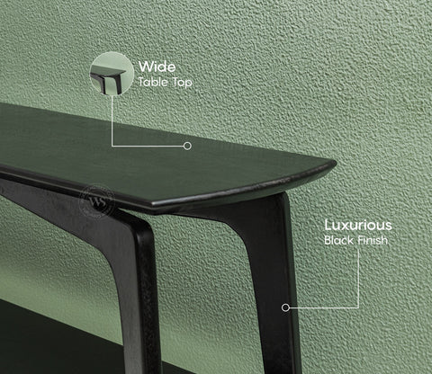 Tudor Premium Mango Wood Double Tier Console Table (Black Finish)