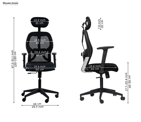 Auriga High Back Mesh Ergonomic Office Chair (Black)