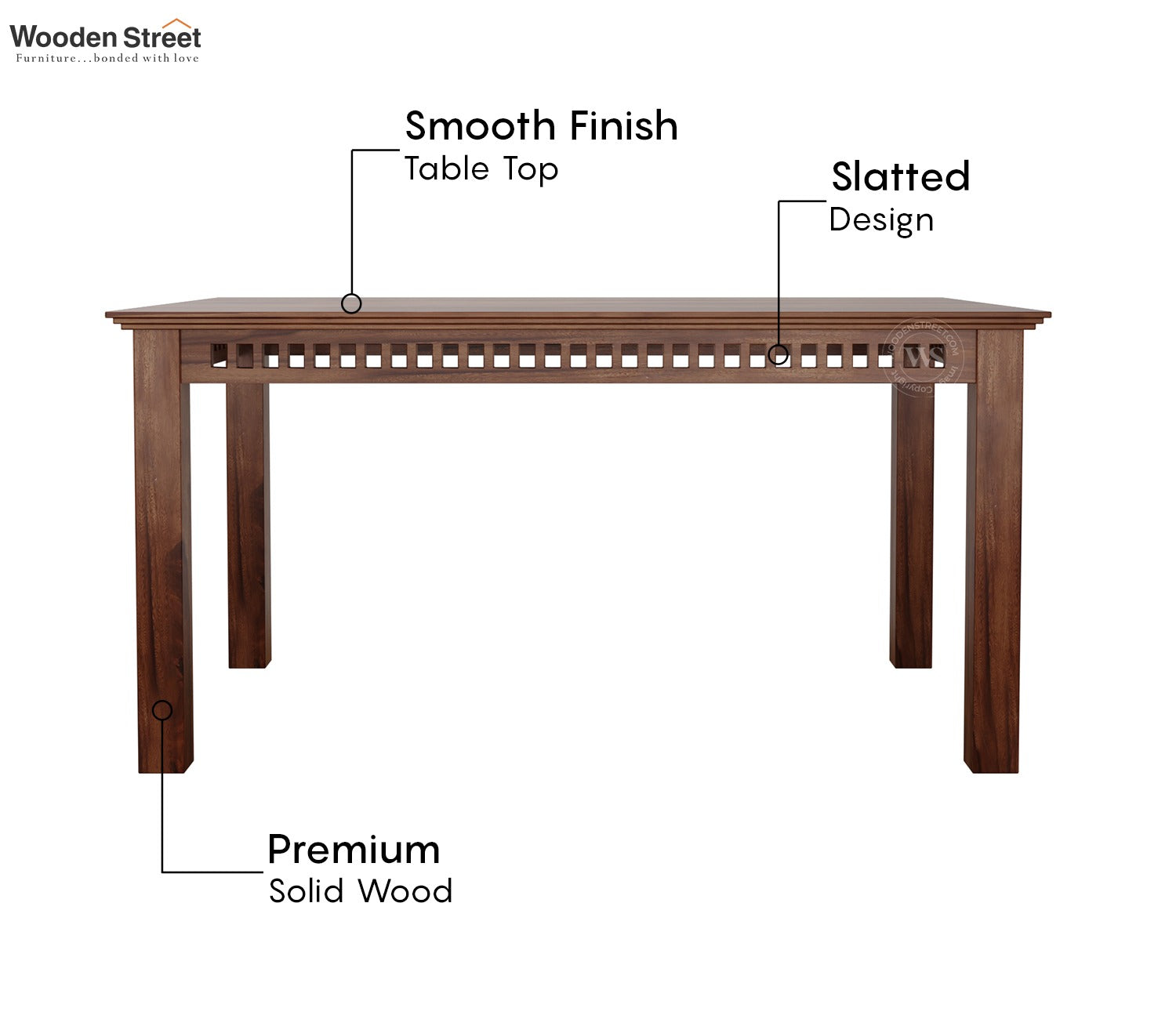 Adolph Dining Table 6 Seater Set With Bench (Honey Finish)