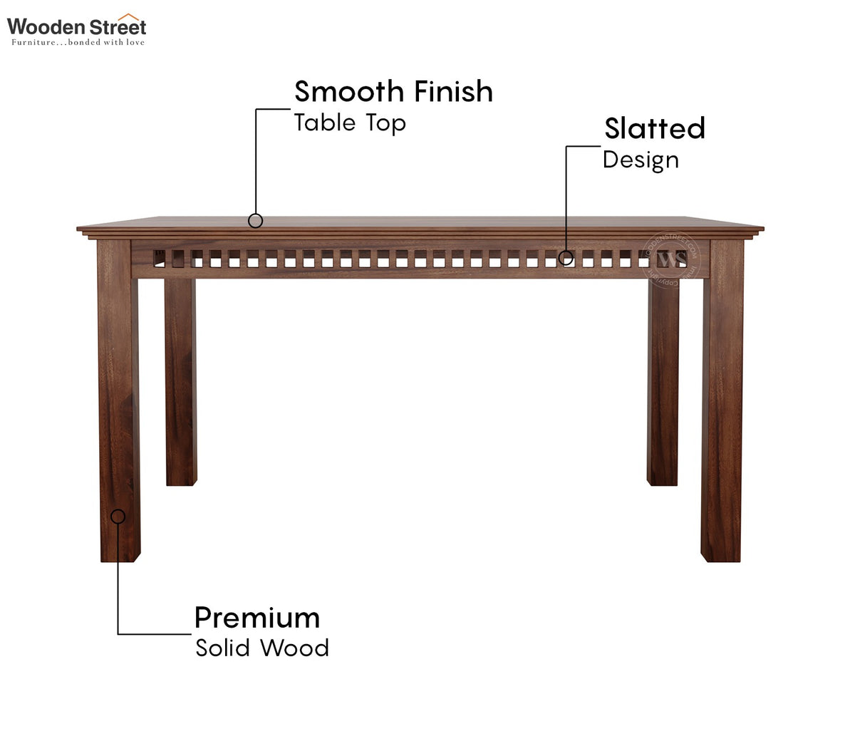 Adolph Dining Table 6 Seater Set With Bench (Honey Finish)