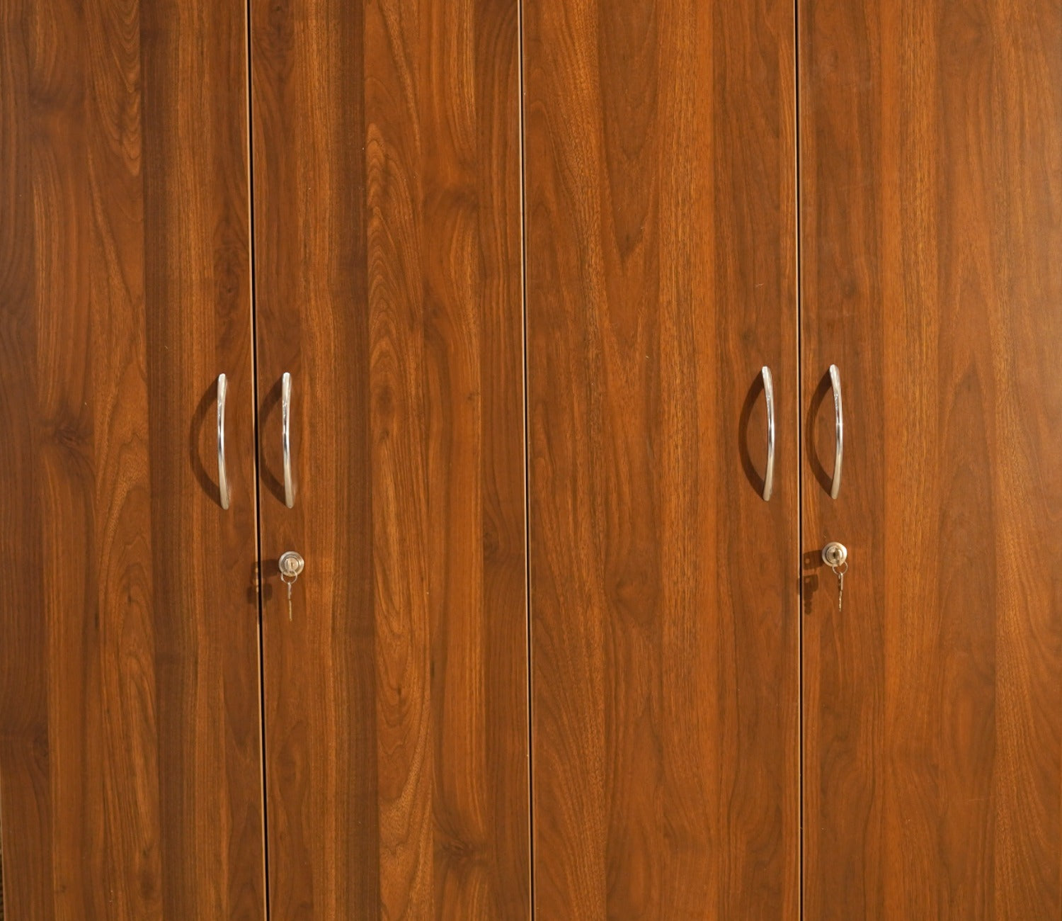 Kayden 4 Door Multi Utility Wardrobe With Lock (Columbian Walnut Finish)