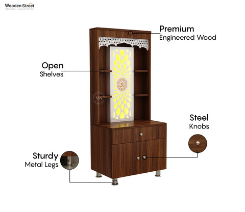 Vidyut Engineered Wood Home Temple With Inbuilt LED Light System (Exotic Teak)
