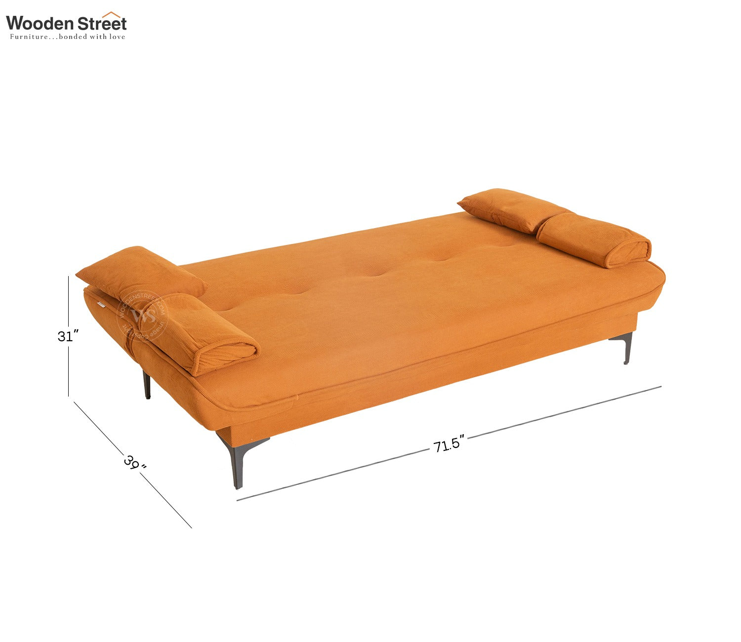 Domus Premium Fabric Sofa Cum Bed (Orange)