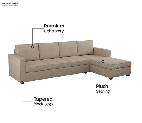Albus L-Shape 5 Seater Sofa (Cotton, Jade Ivory)