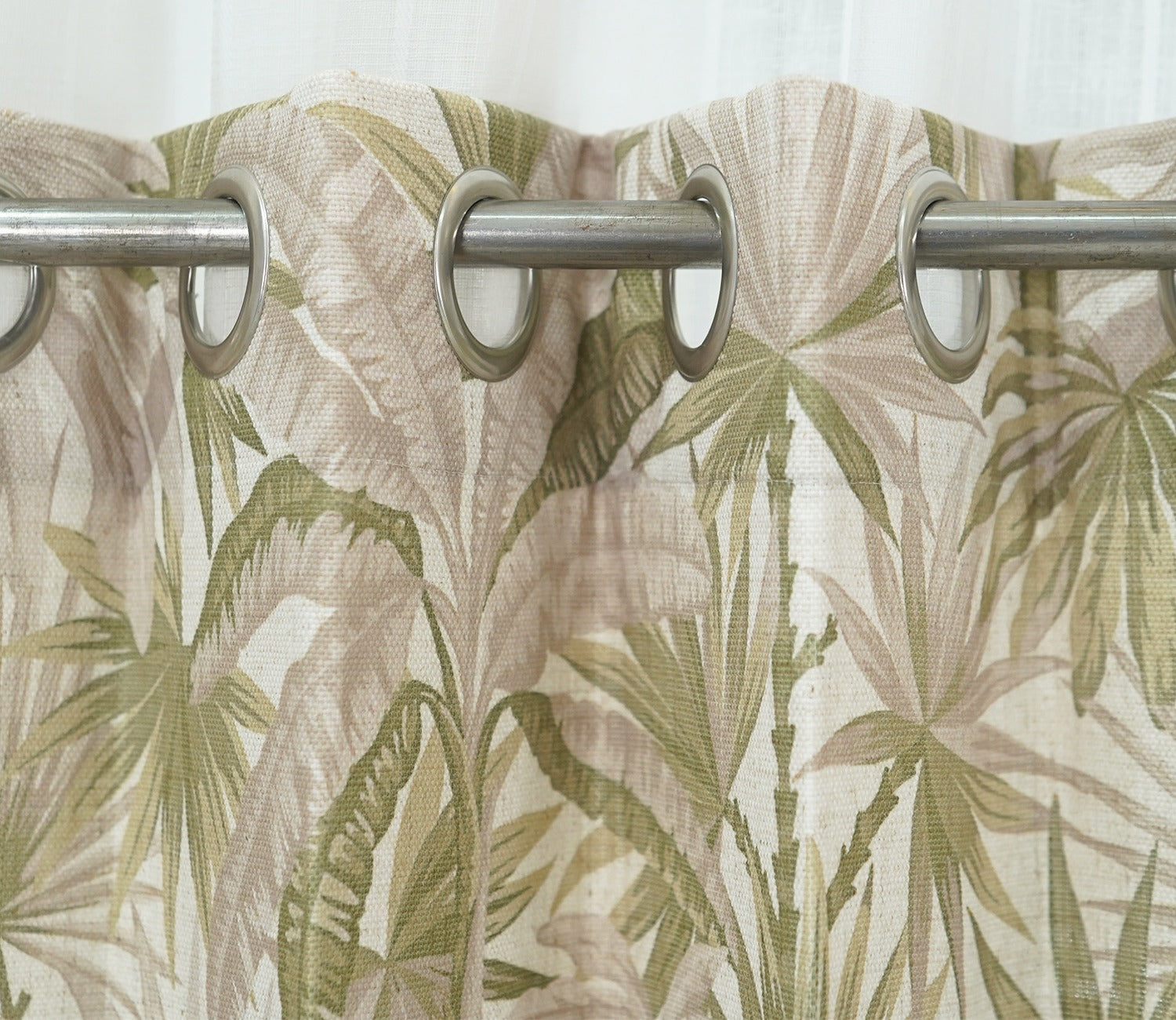 Palm Tree Light-Filtering Door Curtains Set of 2 (Green, 7 Feet)