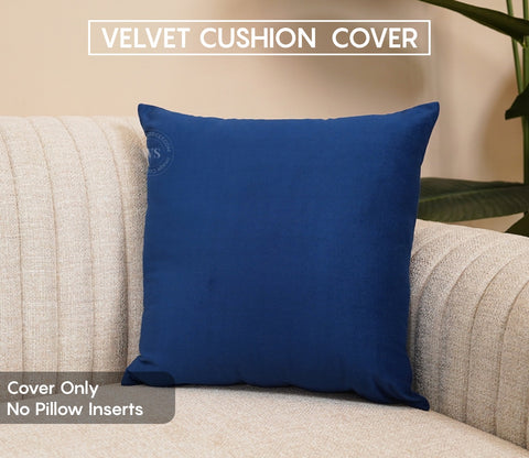 Cupid Velvet Cushion Cover - Pack of 5 (16 x 16 Inches, Indigo Blue)