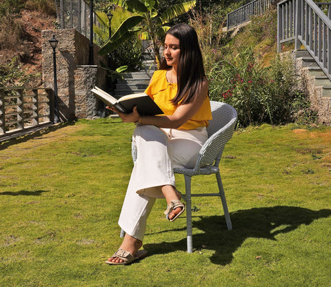 Sienna Wicker Outdoor Garden Chair (White and Black, Dual Tone)