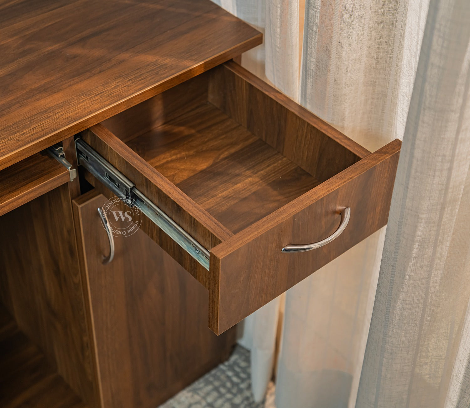 Scholar Engineered Wood Study Table With Sectioned and Sliding Storage (Columbian Walnut Finish)