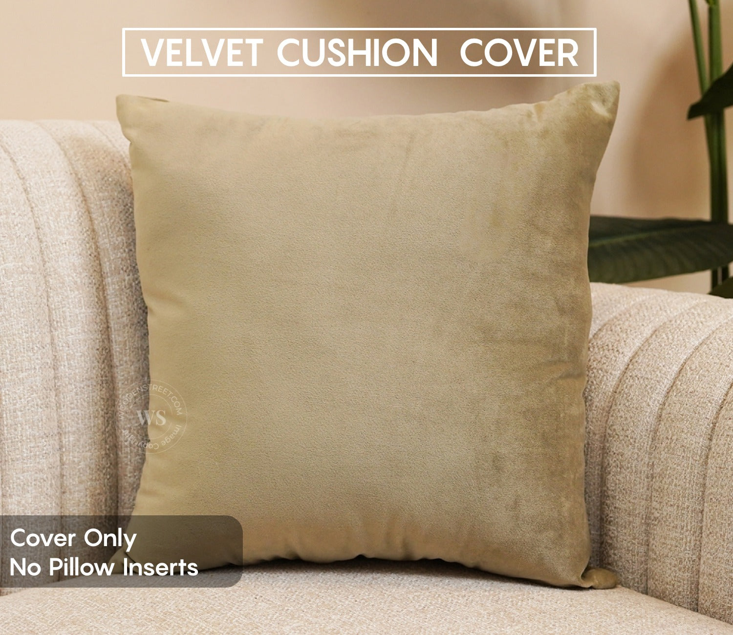 Cupid Velvet Cushion Covers - Pack of 5 (18 x 18 Inches, Pearl Beige)