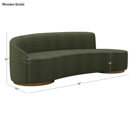 Osbert 3 Seater Curved Sofa (Cotton, Sage Green)