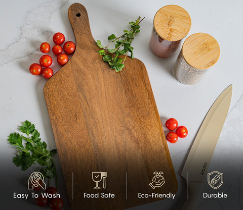 Hollis Natural Mango Wood Handcrafted Non Slip Chopping Board for Kitchen
