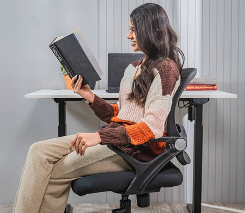Strydom High Back Mesh Ergonomic Office Chair With Comfortable Seat, Synchro Mechanism & Durable Nylon Base (Black)