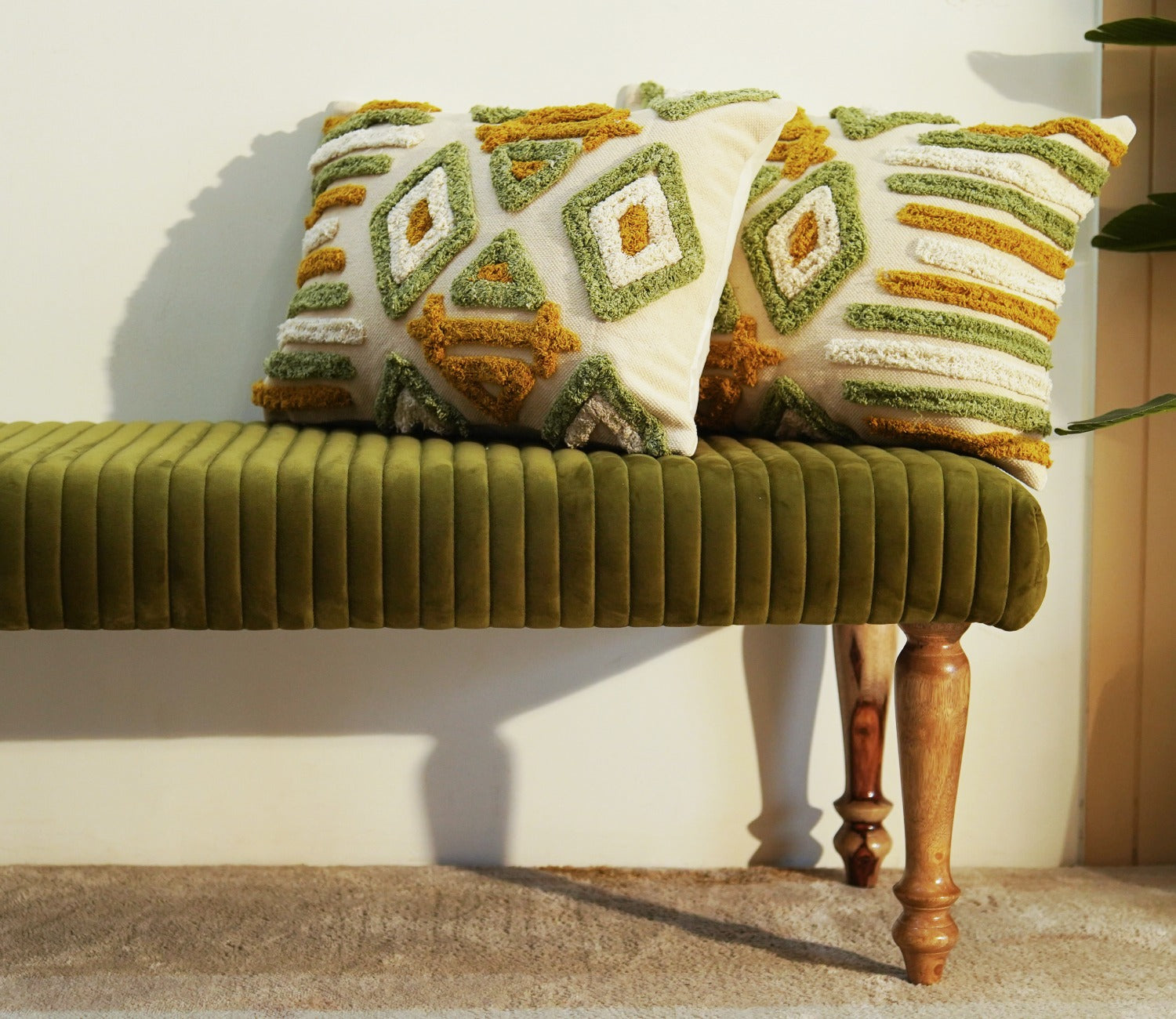 Piccolo Upholstered Bench (Dark Olive Green)