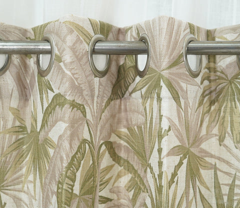 Palm Tree 1 Piece Light-Filtering Curtain (Green, 7 Feet)