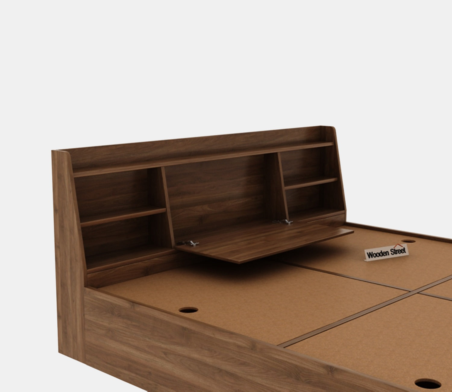 Celestia Engineered Wood Bed with Box Storage (Queen Size, Columbian Walnut Finish)