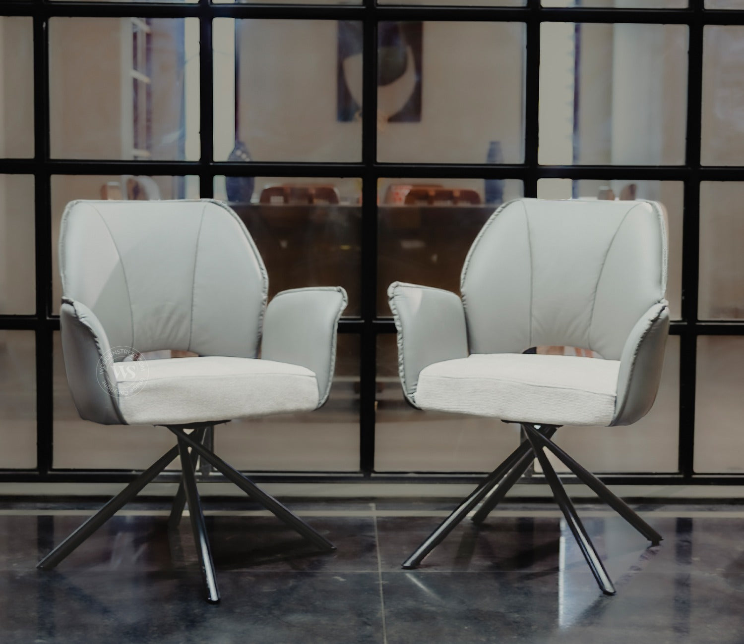 Hokku Versatile Dual-Tone Swivel Chair for Dining & Lounge (Grey)