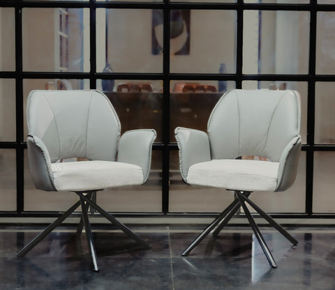 Hokku Versatile Dual-Tone Swivel Chair for Dining & Lounge (Grey)