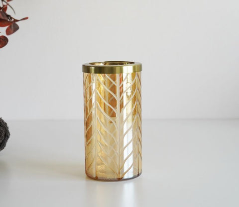 Portia Herringbone Gold And Amber Luster Toothbrush Holder