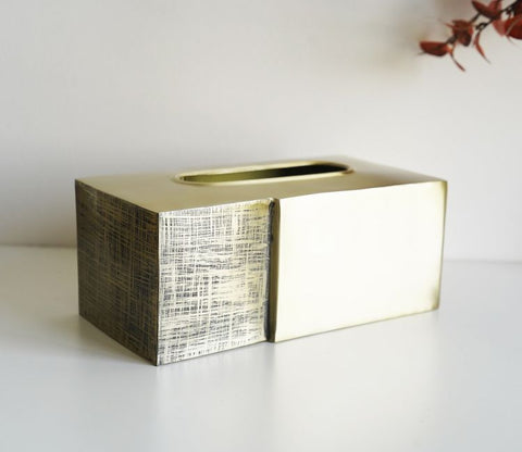 Priscilla Textured Gold And Black Tissue Box