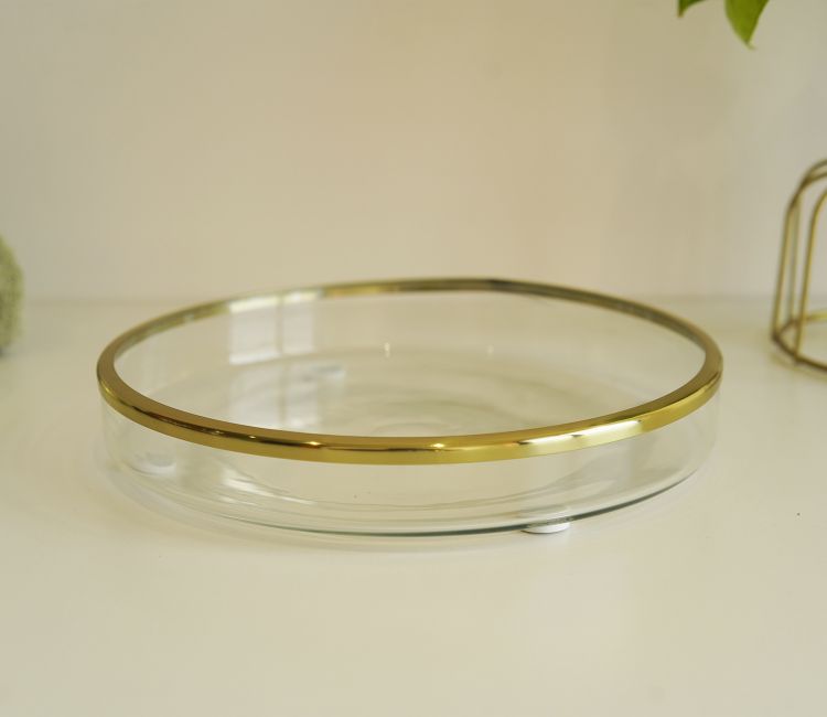 Taya Designer Glass With Wood Tray