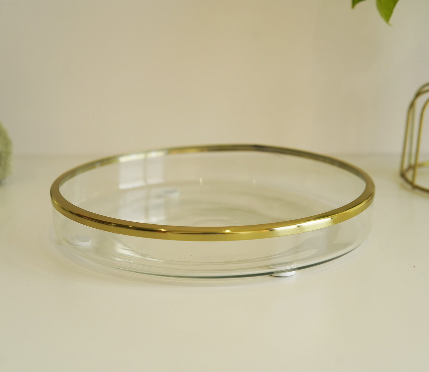 Taya Designer Glass With Wood Tray
