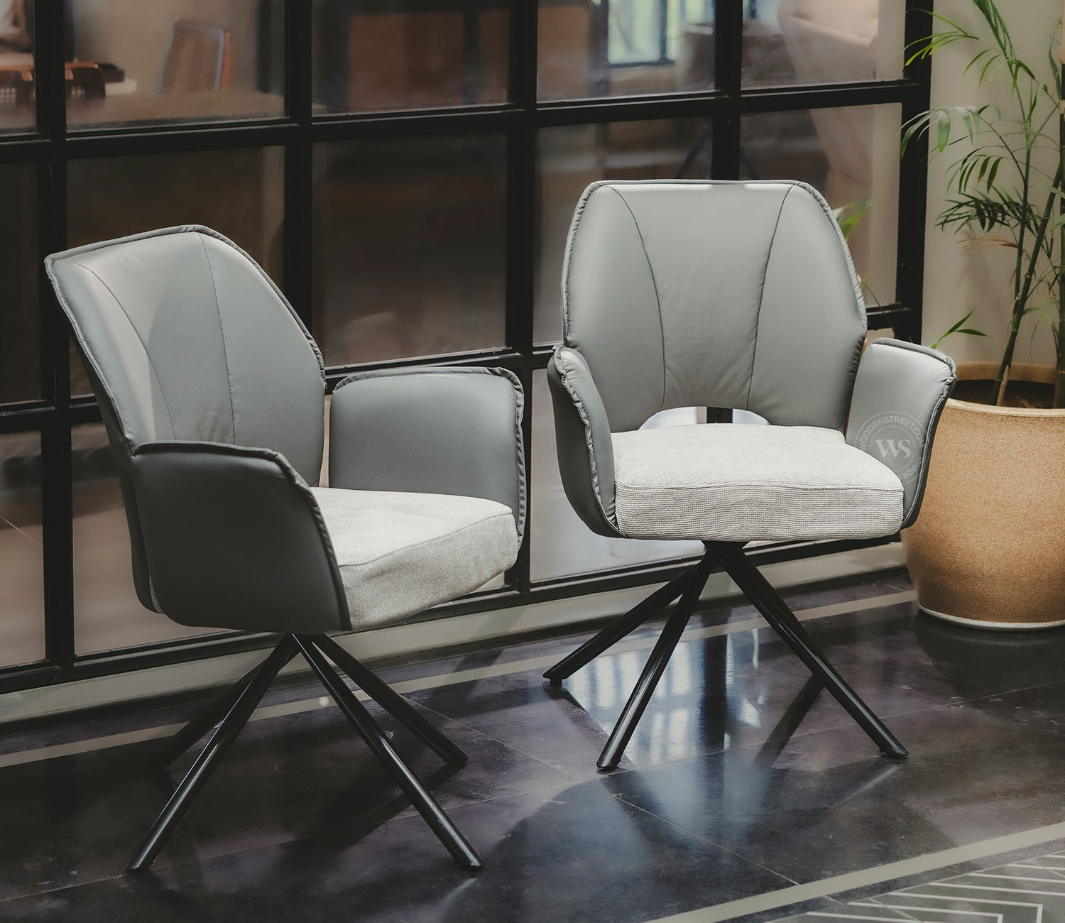Hokku Versatile Dual-Tone Swivel Chair for Dining & Lounge (Grey)